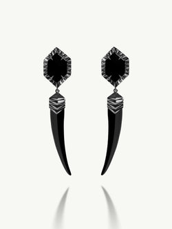 Alexandria Black Onyx Earrings In Blackened Silver