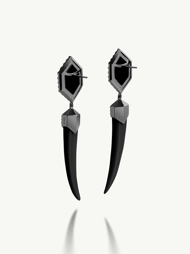 Alexandria Black Onyx Earrings In Blackened Silver