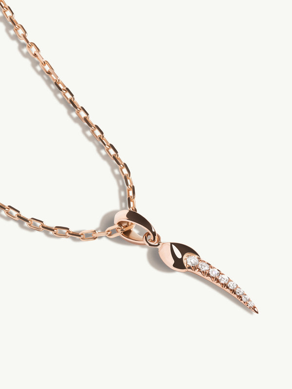 Damian Horn Talisman Pendant Necklace With Pavé-Set Diamonds In 18K Rose Gold, 22mm