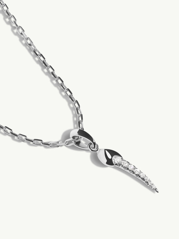 Damian Horn Talisman Pendant Necklace With Pavé-Set Diamonds In Sterling Silver, 22mm