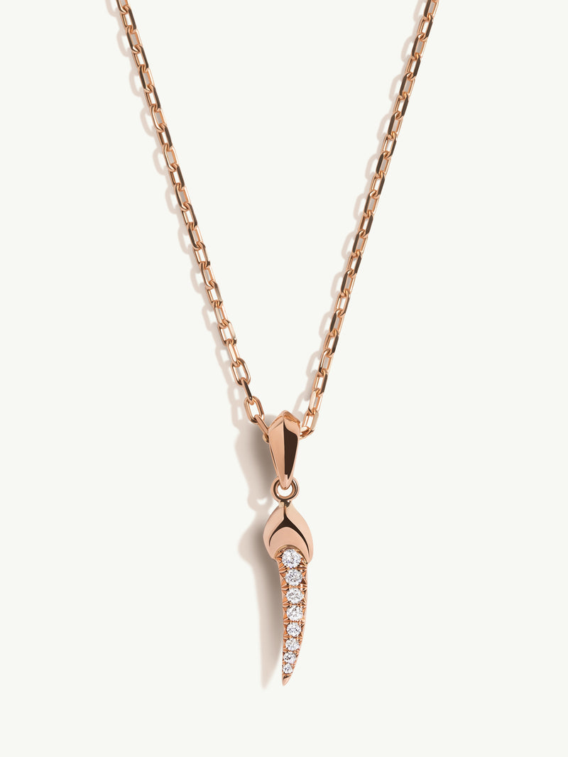 Damian Horn Talisman Pendant Necklace With Pavé-Set Diamonds In 18K Rose Gold, 22mm
