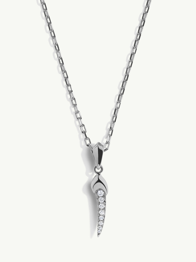 Damian Horn Talisman Pendant Necklace With Pavé-Set Diamonds In Sterling Silver, 22mm