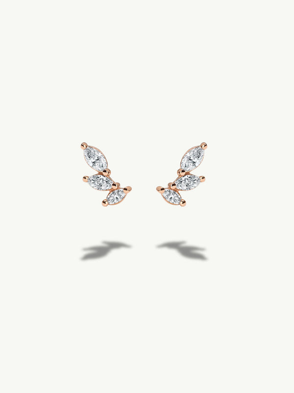 Eternal by Marei Petite Marquise-Cut Diamond Petal Earrings, 0.33 CTW