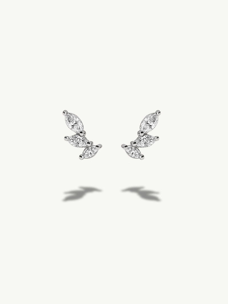 Eternal by Marei Petite Marquise-Cut Diamond Petal Earrings, 0.33 CTW