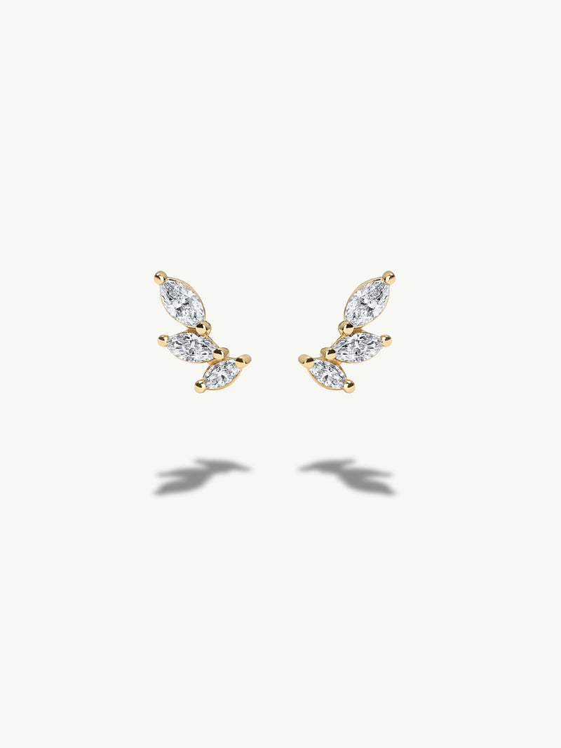 Eternal by Marei Petite Marquise-Cut Diamond Petal Earrings, 0.33 CTW