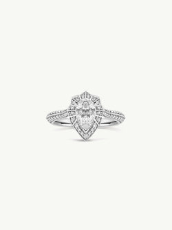 Atara Engagement Ring With Brilliant-Cut Pear-Shaped White Diamond In 18K White Gold