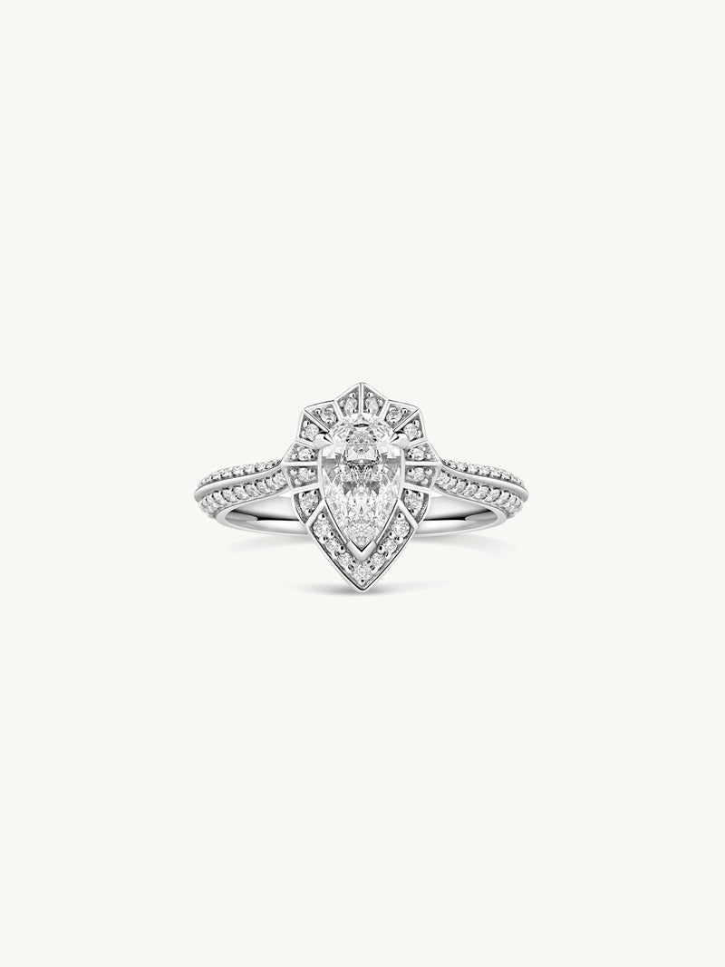 Atara Engagement Ring With Brilliant-Cut Pear-Shaped White Diamond In 18K White Gold