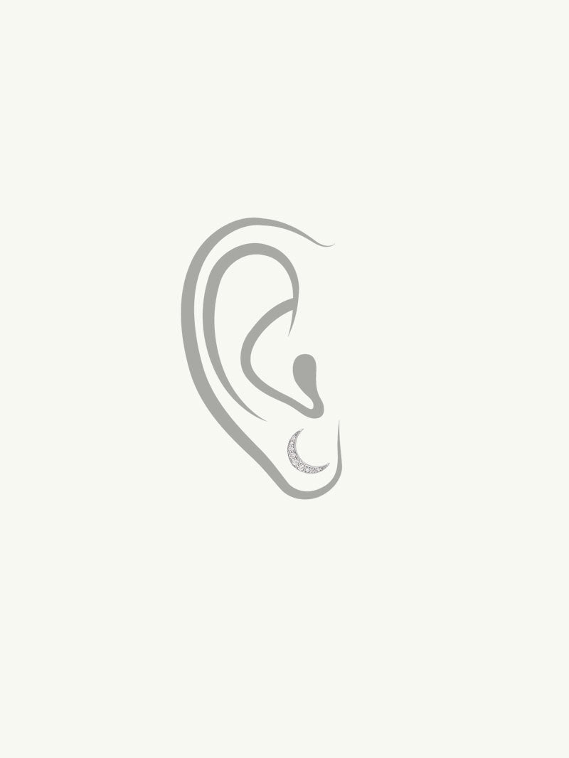 Celestial Moonbeam Stud Earrings With Pavé-Set White Diamonds, 0.10 CTW