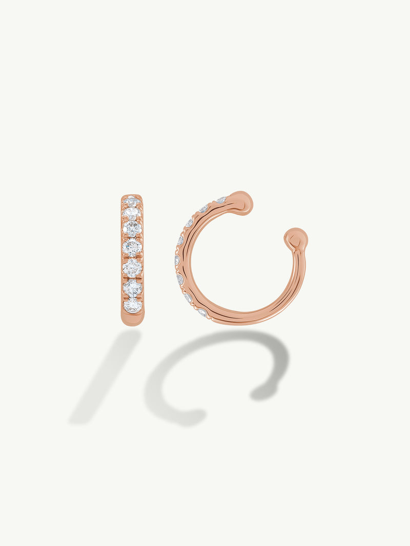 Eternal by Marei Single Ear Cuff With Pavé-Set White Diamonds, 0.17 CTW