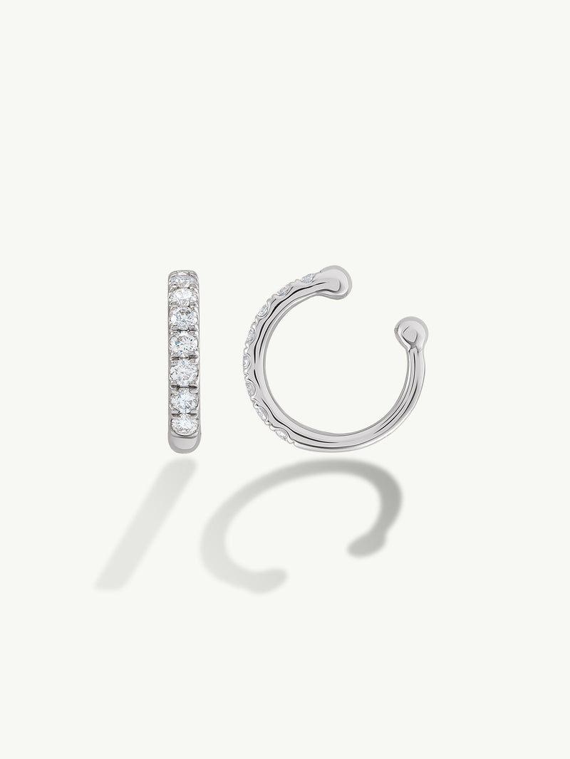 Eternal by Marei Single Ear Cuff With Pavé-Set White Diamonds, 0.17 CTW