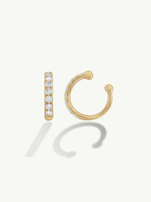 Eternal by Marei Single Ear Cuff With Pavé-Set White Diamonds, 0.17 CTW