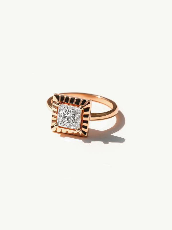 Ascension Engagement Ring With Brilliant Princess-Cut White Diamond In 18-Karat Yellow Gold