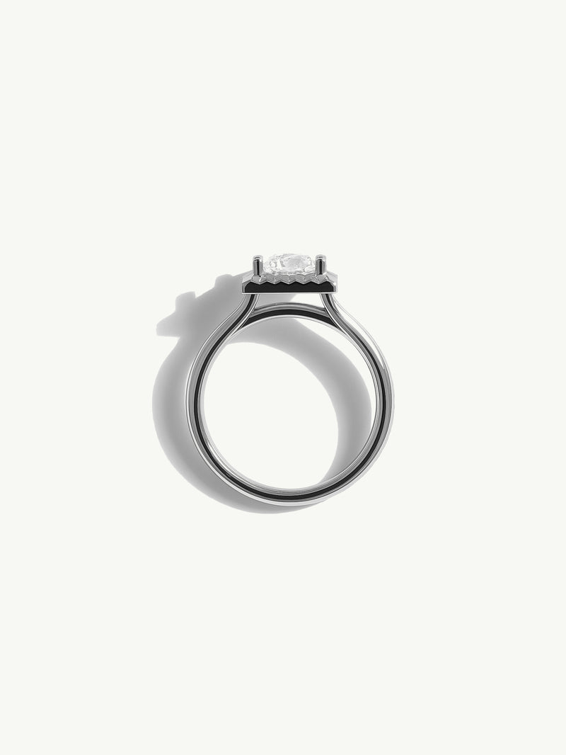 Ascension Engagement Ring With Brilliant Princess-Cut White Diamond In 18-Karat Yellow Gold