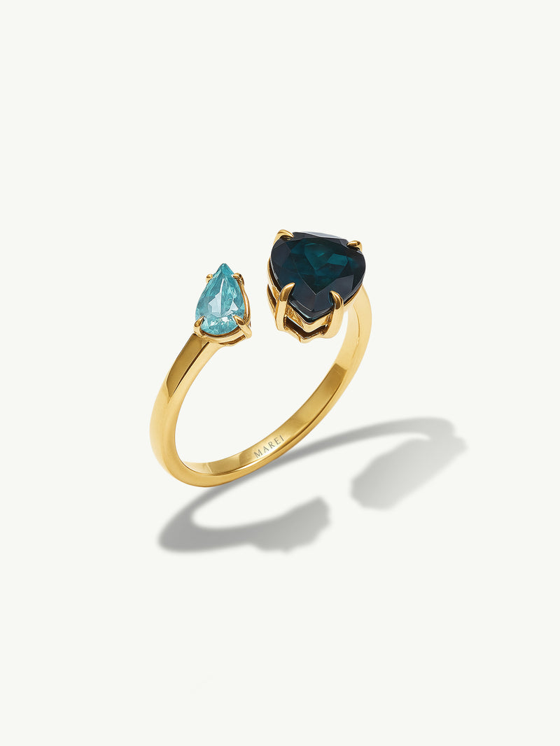 Elysian Toi Et Moi Open Ring With Pear-Cut London Blue Topaz & Sky Blue Topaz