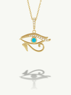 Eye of Horus Pavé White Diamond & Turquoise Necklace