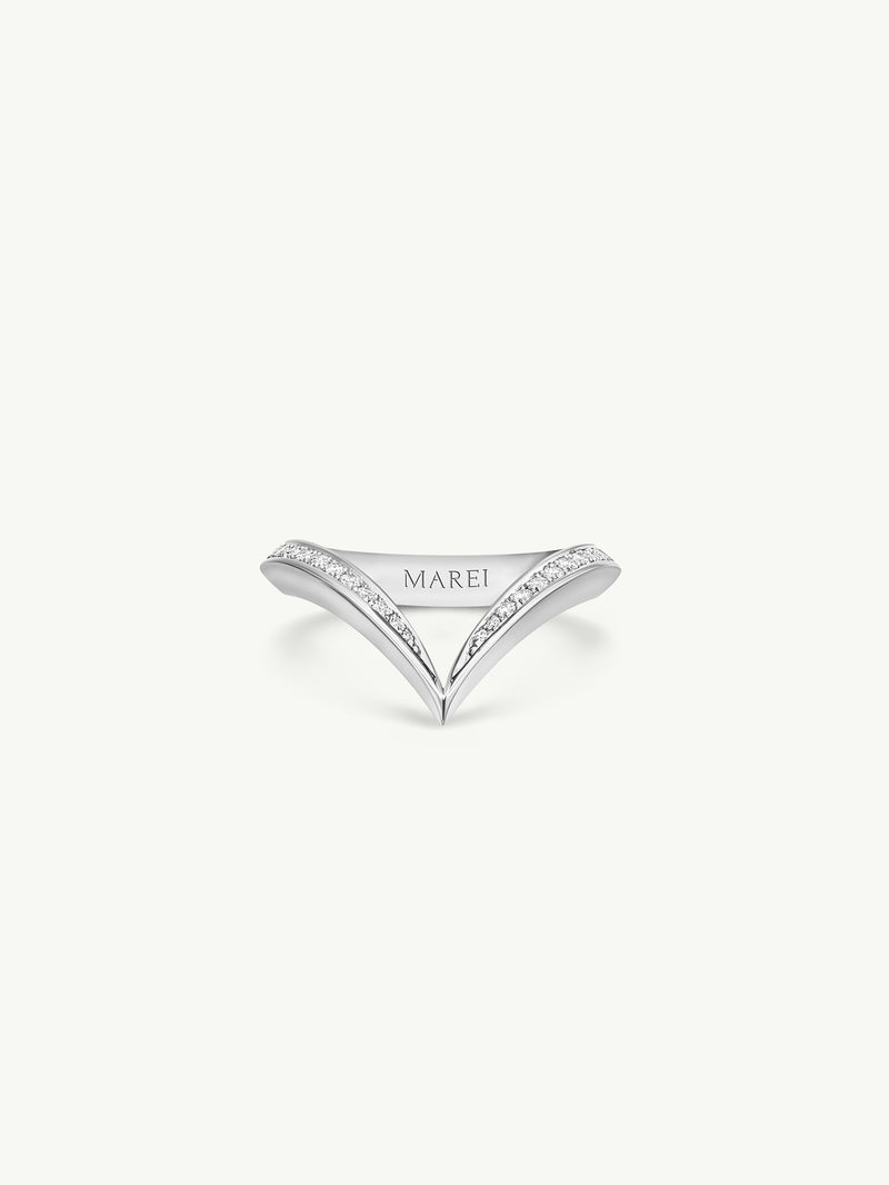 Yasmeen Band with Pavé-Set White Diamonds In 18-Karat White Gold