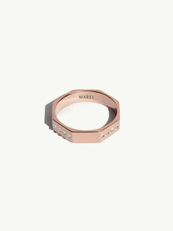 Octavian Ring with Brilliant White Diamonds in 18K Rose Gold, 4.5 mm