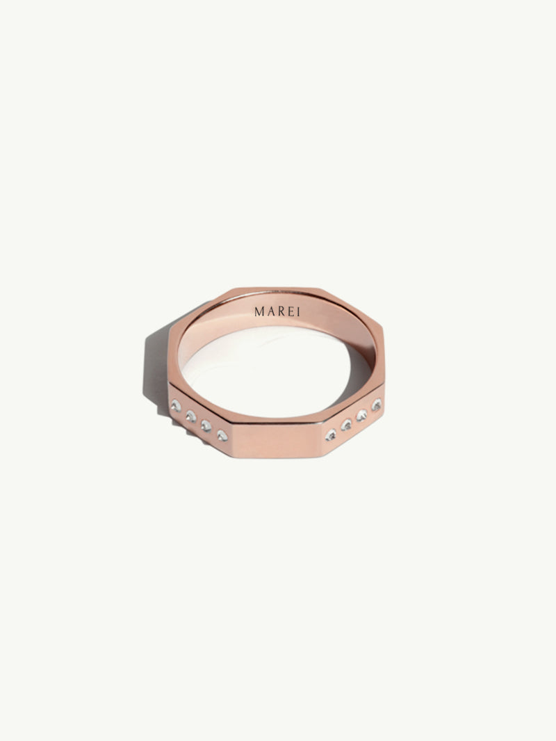 Octavian Ring with Brilliant White Diamonds in 18K Rose Gold, 4.5 mm