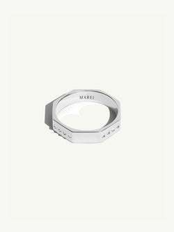 Octavian Ring with Brilliant White Diamonds in 18K White Gold, 4.5 mm