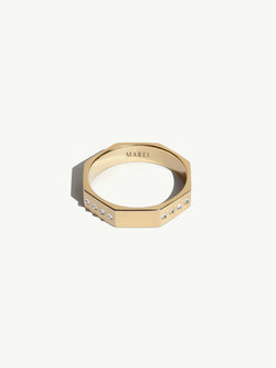 Octavian Ring with Brilliant White Diamonds in 18K Yellow Gold, 4.5 mm