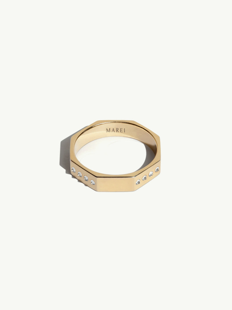 Octavian Ring with Brilliant White Diamonds in 18K Yellow Gold, 4.5 mm