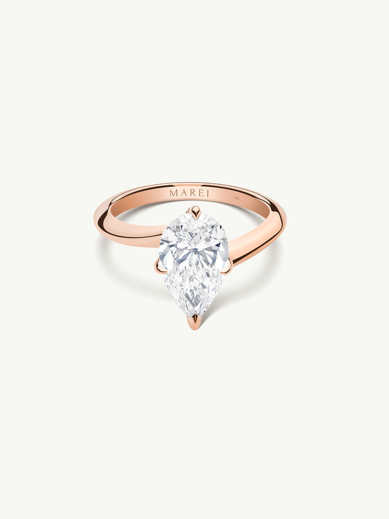 Pythia Serpentine Twist Solitaire Engagement Ring With Brilliant Pear-Cut Diamond In 18K Rose Gold
