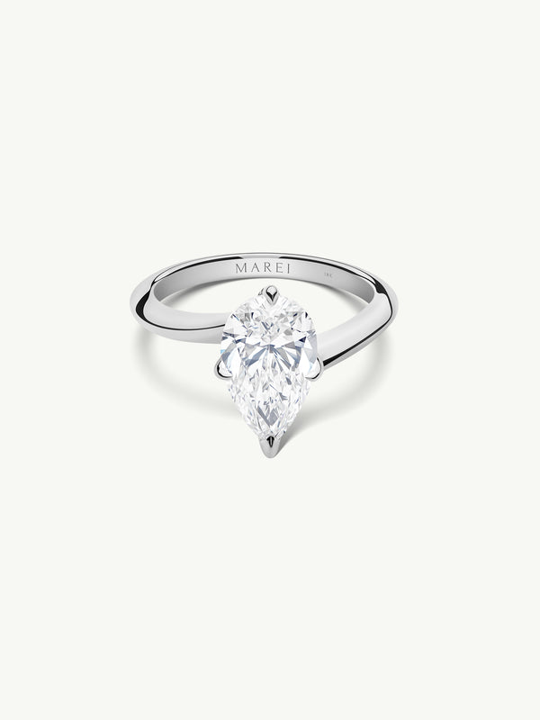 Pythia Serpentine Twist Brilliant Pear-Cut Diamond Solitaire Engagement Ring In 18K White Gold