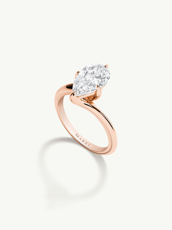 Pythia Serpentine Twist Brilliant Pear-Cut Diamond Solitaire Engagement Ring In 18K Rose Gold