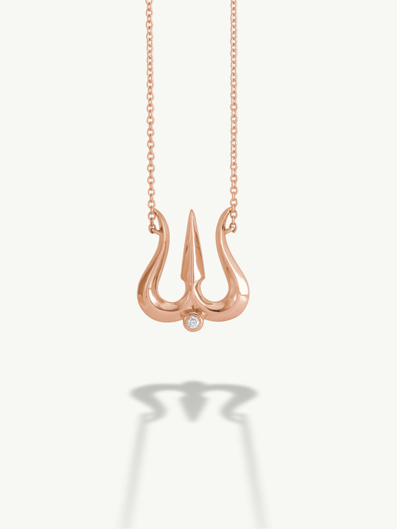 Shriva Trishula Pendant Necklace With White Diamond