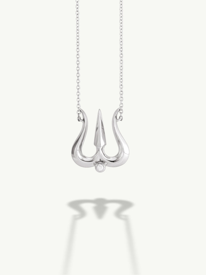 Shriva Trishula Pendant Necklace With White Diamond