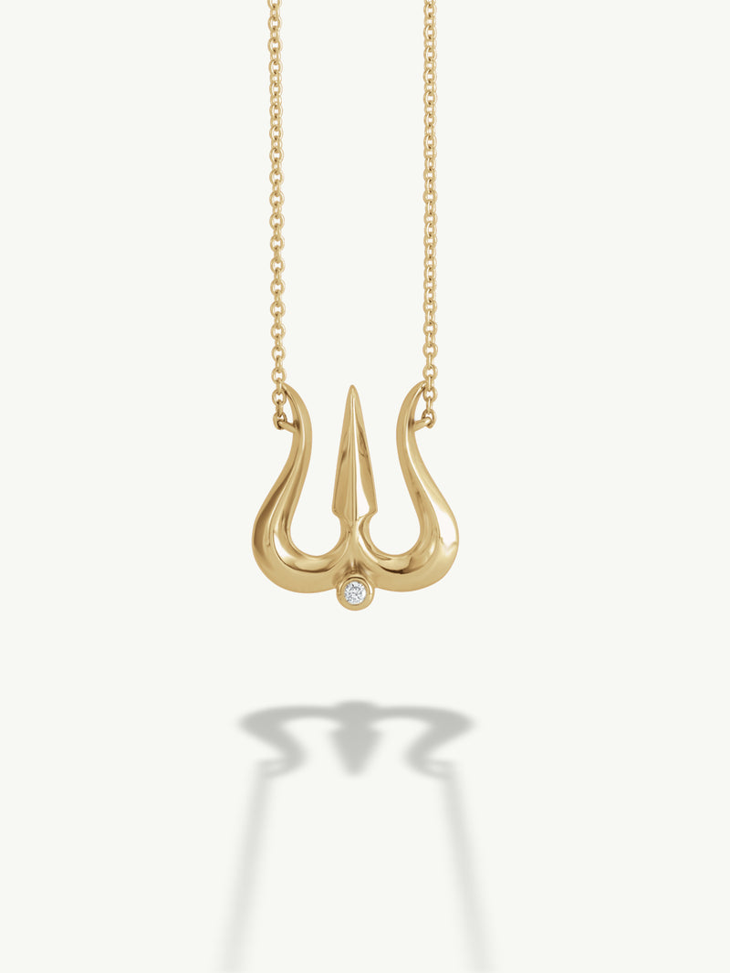 Shriva Trishula Pendant Necklace With White Diamond