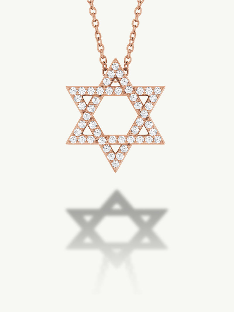 Star of David Pendant Necklace With Pavé-Set Diamonds, 0.20 CTW