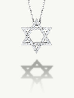 Star of David Pendant Necklace With Pavé-Set Diamonds, 0.20 CTW