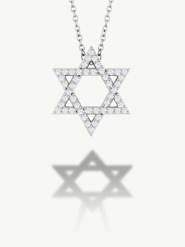 Star of David Pendant Necklace With Pavé-Set Diamonds, 0.20 CTW