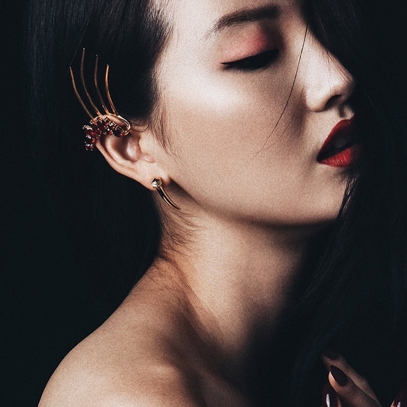 Damian Horn Talisman Dagger Earrings In 18K Rose Gold