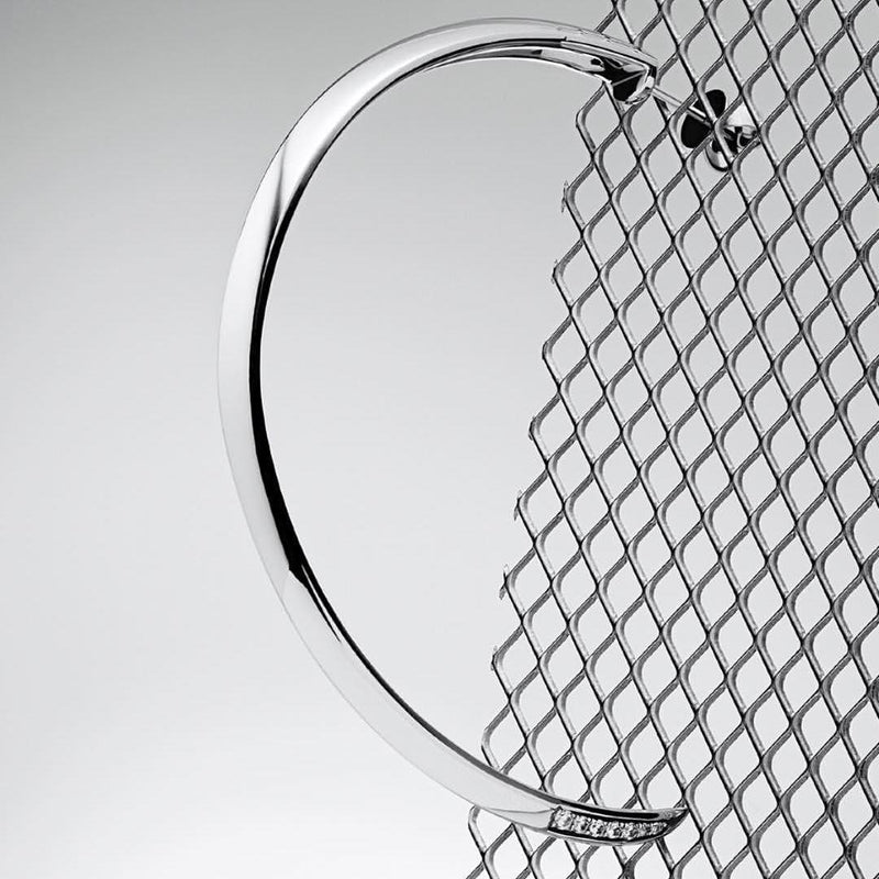 Asasara Hoop Earrings With Pavé White Diamond Tips In 18K White Gold