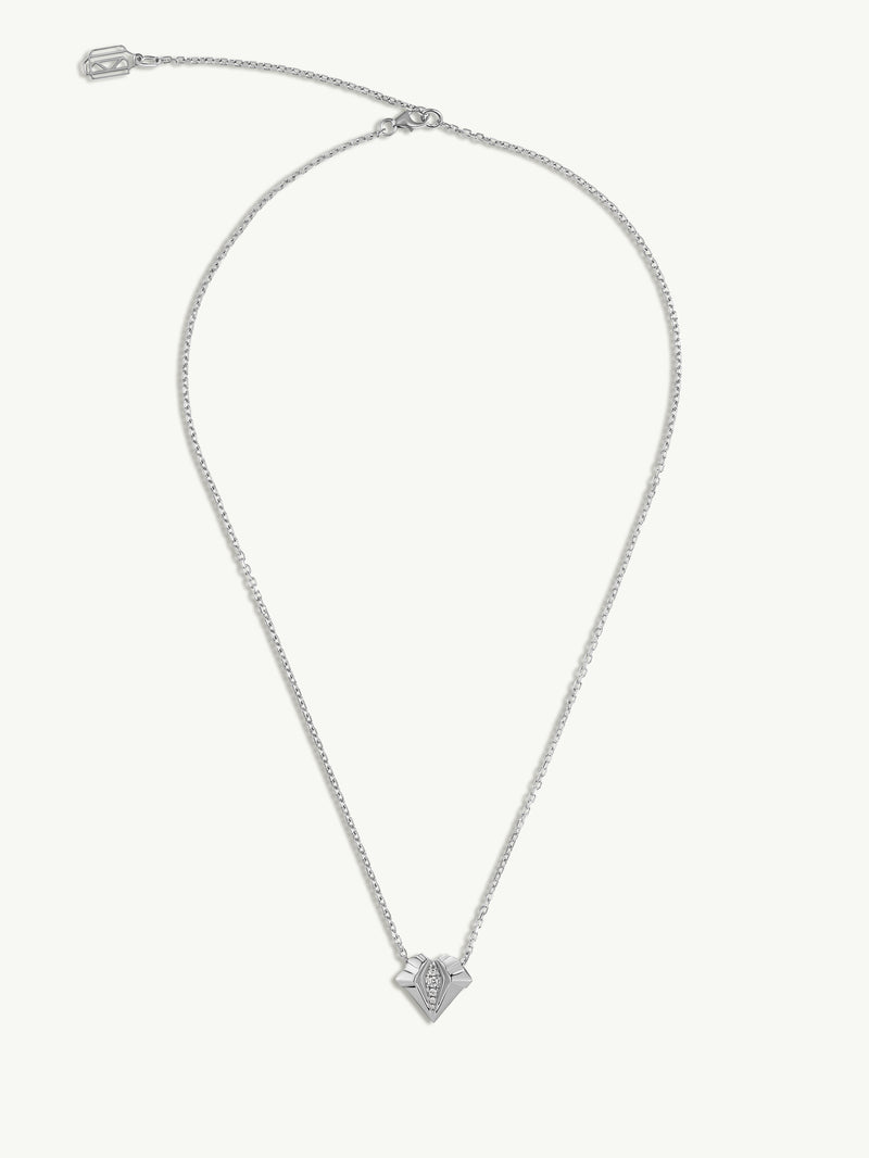 Alexandria Pendant Necklace With Brilliant Pavé-Set Diamonds In 18K White Gold, 13mm