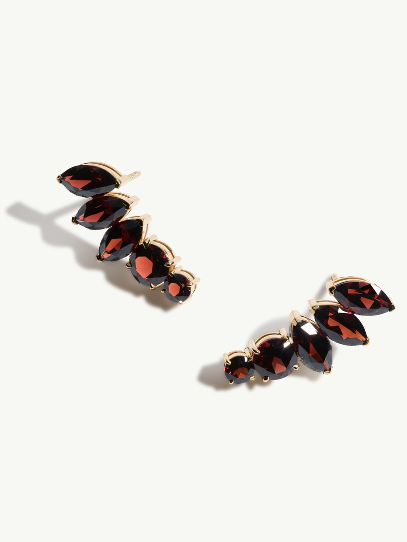 Isadora Earrings With Red Garnet Gemstones In 18K Yellow Gold