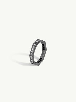 Octavian Brilliant White Diamond Eternity Ring In 18K Blackened Gold, 3 mm