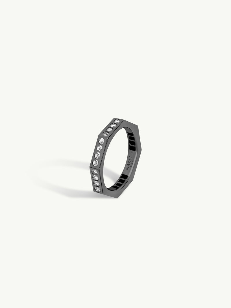 Octavian Brilliant White Diamond Eternity Ring In 18K Blackened Gold, 3 mm