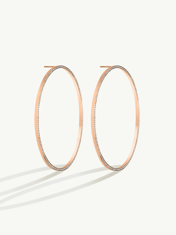 Aura Pavé-Set Brilliant White Diamond Eternity Hoop Earrings In 18K Rose Gold