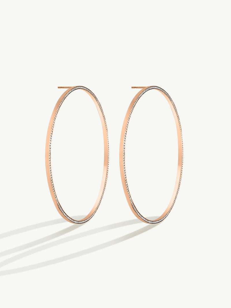 Aura Pavé-Set Brilliant White Diamond Eternity Hoop Earrings In 18K Rose Gold