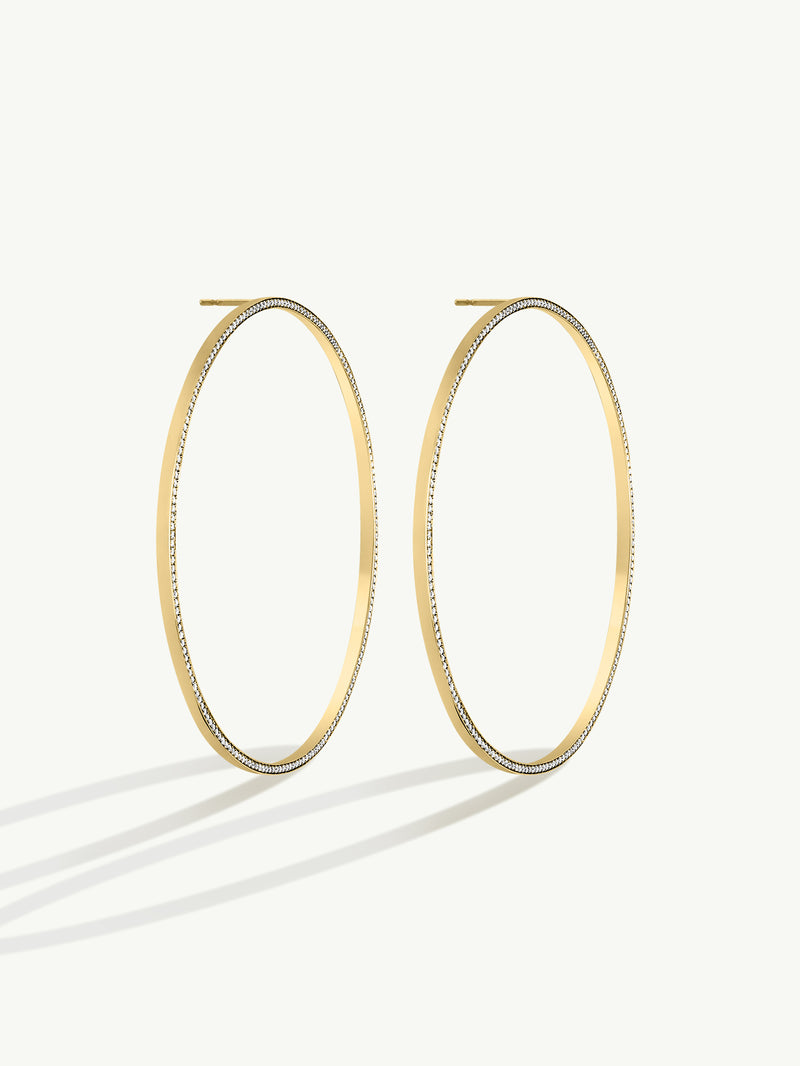 Aura Pavé-Set Brilliant White Diamond Eternity Hoop Earrings In 18K Yellow Gold