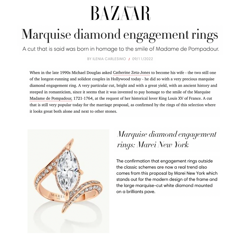 Ayla Arabesque Engagement Ring With Marquise-Cut White Diamond & Pavé-Set Brilliant White Diamonds In Platinum