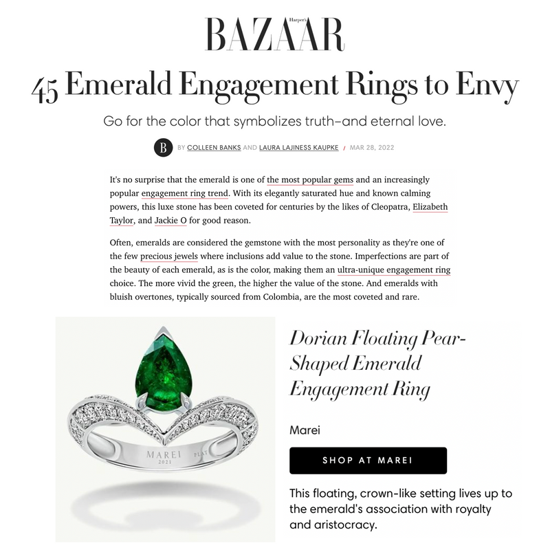 Dorian Floating Teardrop-Shaped Emerald Engagement Ring In 18K Yellow Gold