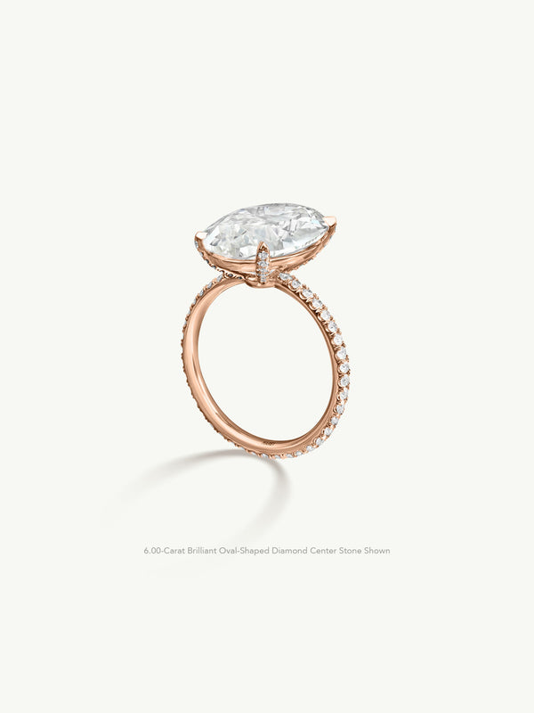 Suma Oval-Shaped Brilliant Cut White Diamond Engagement Ring In 18K Rose Gold