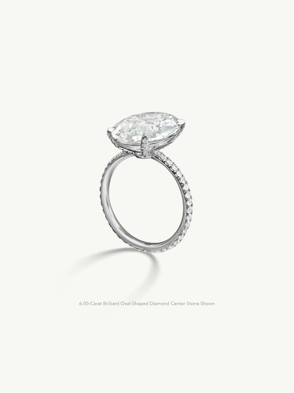 Suma Oval-Shaped Brilliant Cut White Diamond Engagement Ring In 18K White Gold