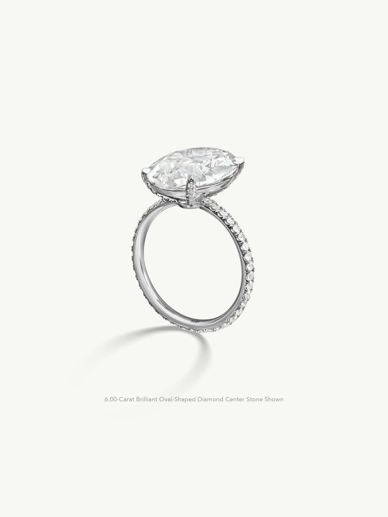 Suma Oval-Shaped Brilliant Cut White Diamond Engagement Ring In 18K White Gold