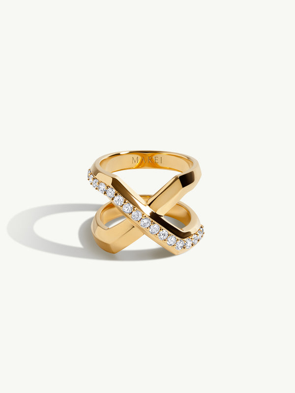 Exquis XL Infinity Ring With Pavé-Set Brilliant White Diamonds In 18K Yellow Gold