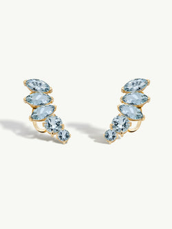 Isadora Earrings With Blue Aquamarine Gemstones In 18K Yellow Gold